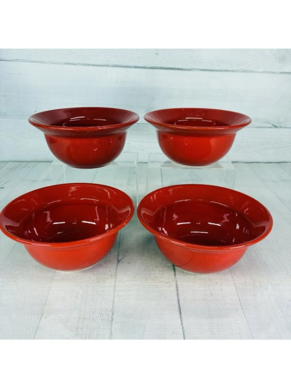 Pier 1 RED Solid Colored Rimmed Earthenware Spain 6.75